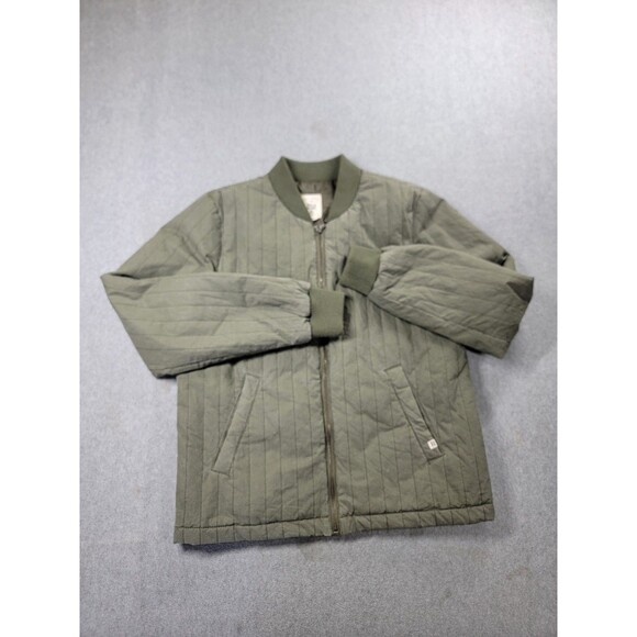 Billabong Jacket Womens M Petite Olive Green Full Zip Quilted Pockets Logo Retro - Picture 1 of 15